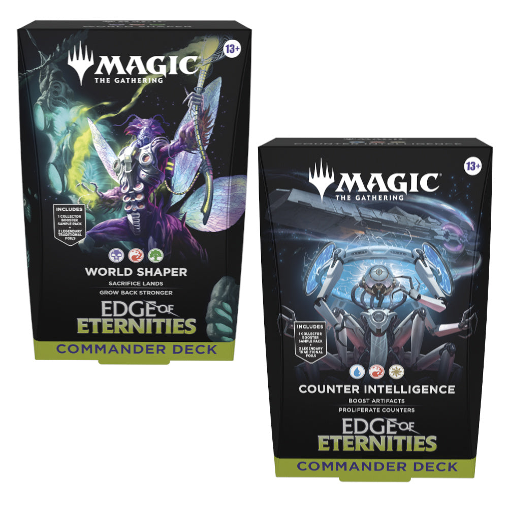 mtg new commander decks 2025 One Magic: The Gathering Product is Likely to Appear in All Universes Beyond Sets Edge of Eternities Commander Decklists
