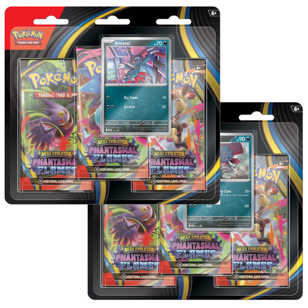 Pokémon TCG Mega Evolution Phantasmal Flames Three Booster Blister (one of each) Preorder, ship on Nov 14 2025